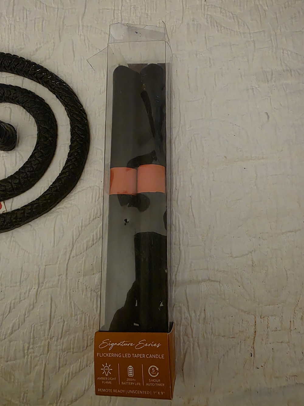 Black Flickering LED Taper Candles (Set of 2)